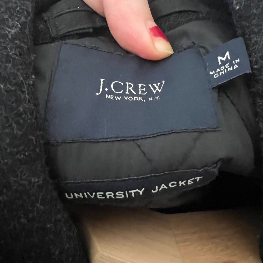 J. Crew 100% Wool Men's University Jacket Charcoal Dark Gray Overcoat Size M - Picture 4 of 6